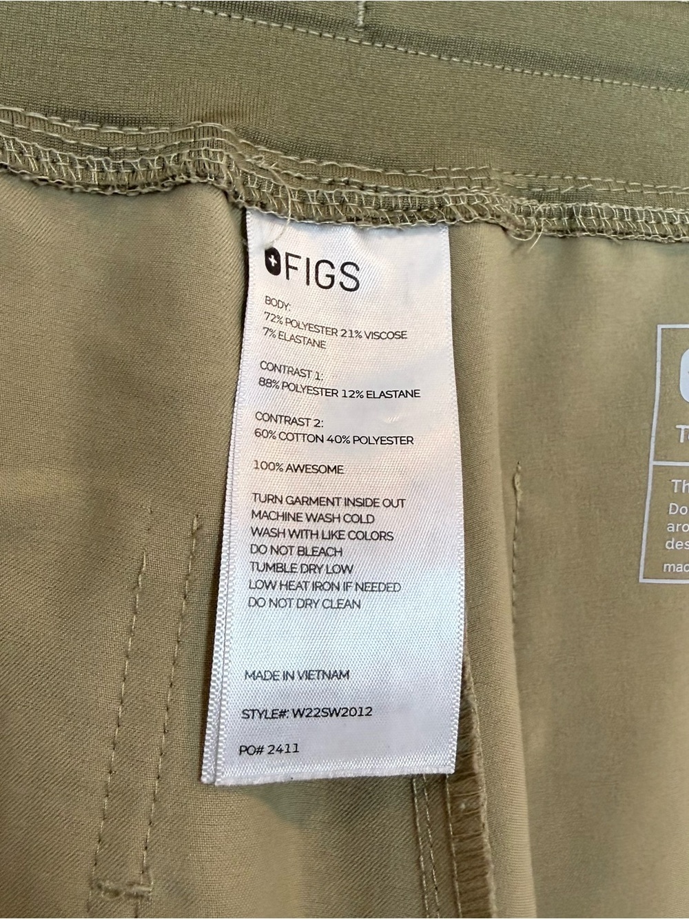 FIGS Zamora High Waisted Jogger Scrub Pants S Small Tan Khaki FIONx Blue String - Picture 6 of 9